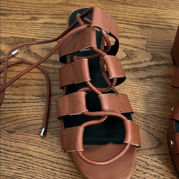 Rebecca Minkoff Iven Brown Leather Lace-Up Gladiator Wedge Platform Sandals 7 - Picture 5 of 9